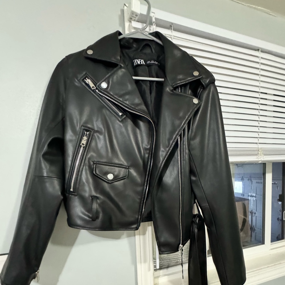 Zara black leather jacket